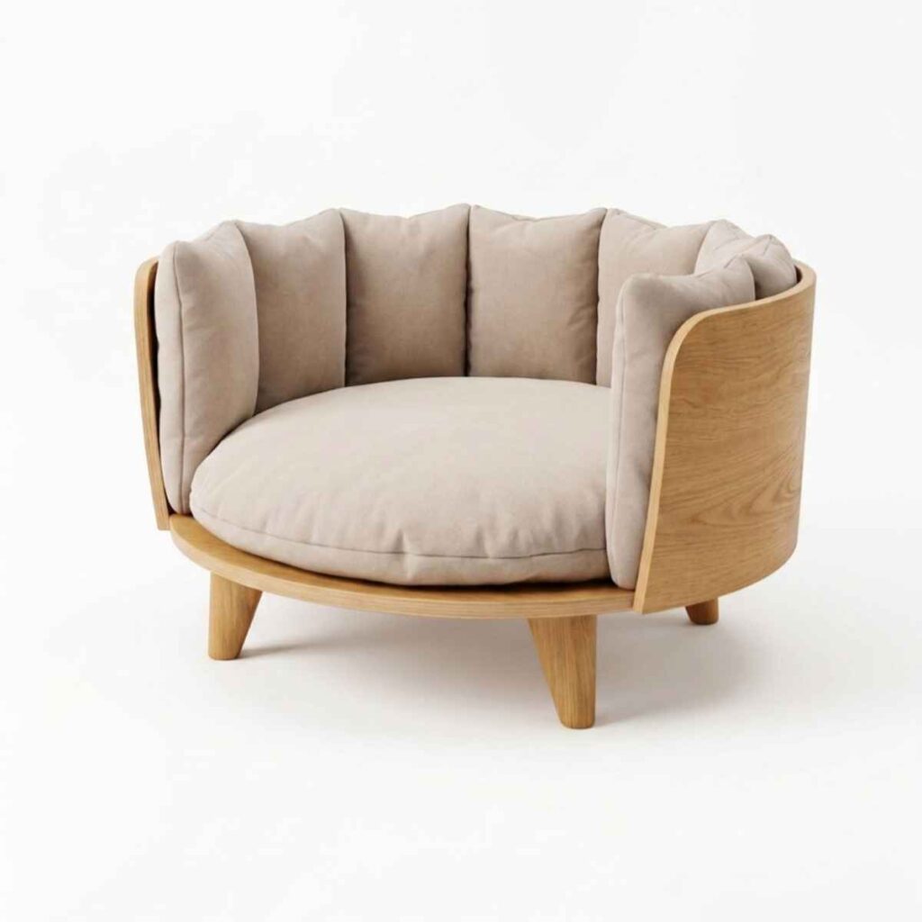 Sofa para mascotas redondo estilo japandi japandi
